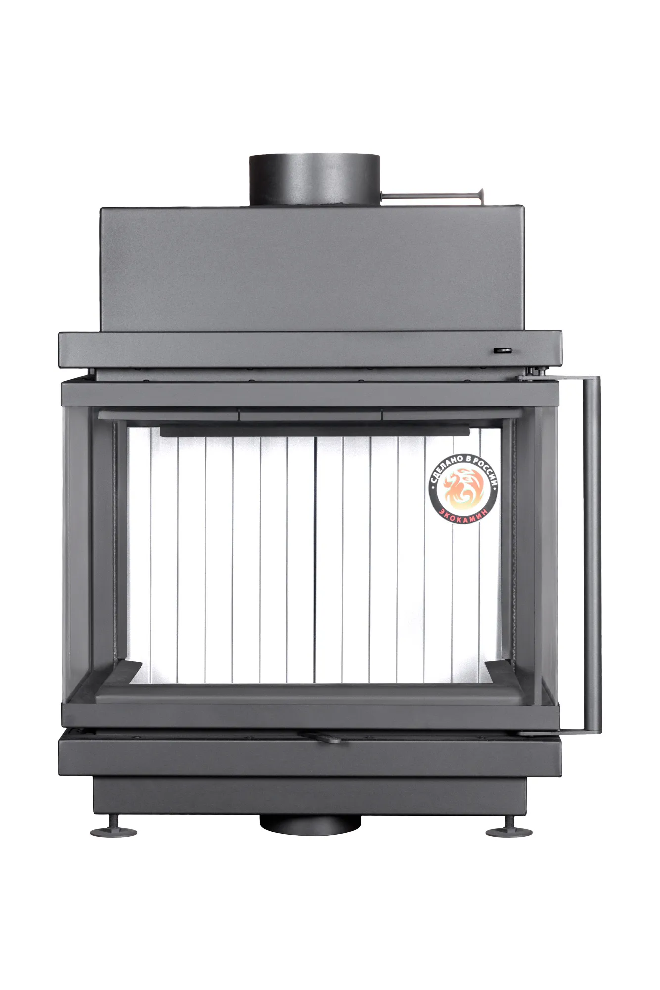 Каминная стальная топка Альфа 700 три стекла подовая