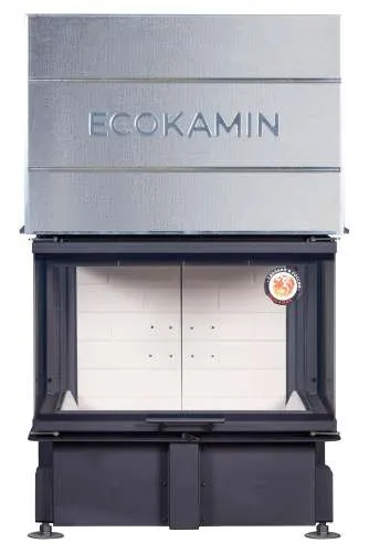 Каминная стальная топка ДЕЛЬТА 800 три стекла принтинг