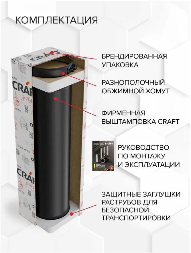Сэндвич L 1000мм (AISI 430/0,8+430/эмаль/600 черная + керамика) Ф115х200