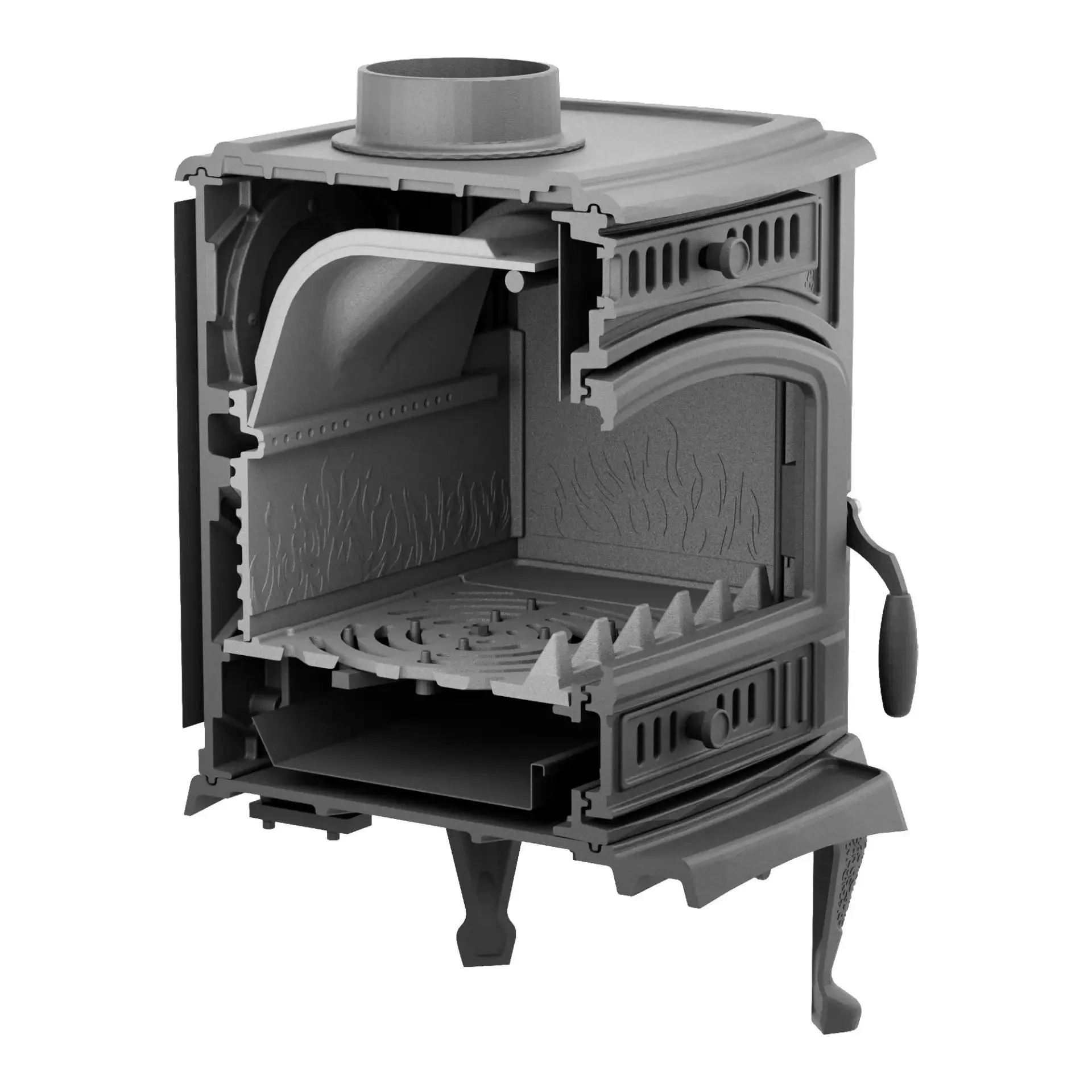 Чугунная печь-камин отопительная ПМЧ-7С