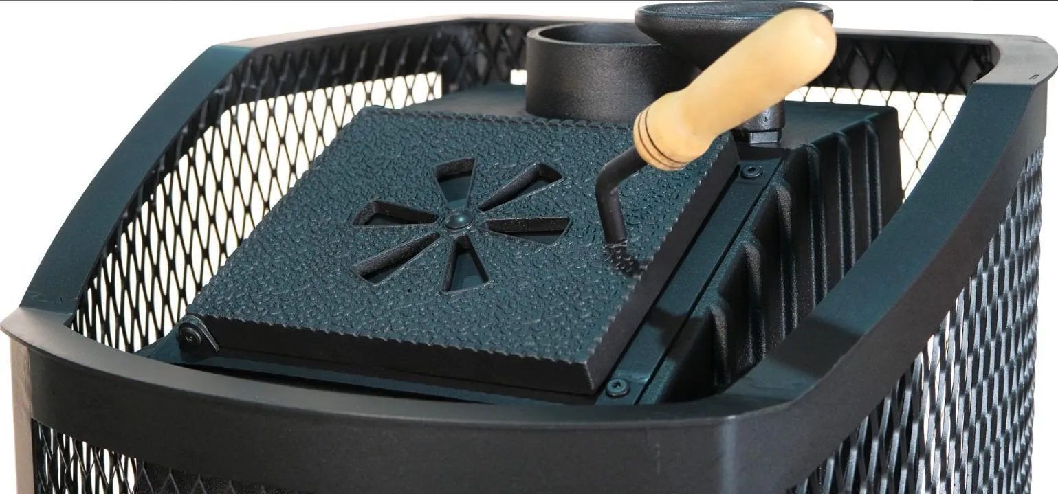 Чугунная банная печь Амур-ПРО ЗК. Панорамная дверца (сетка)