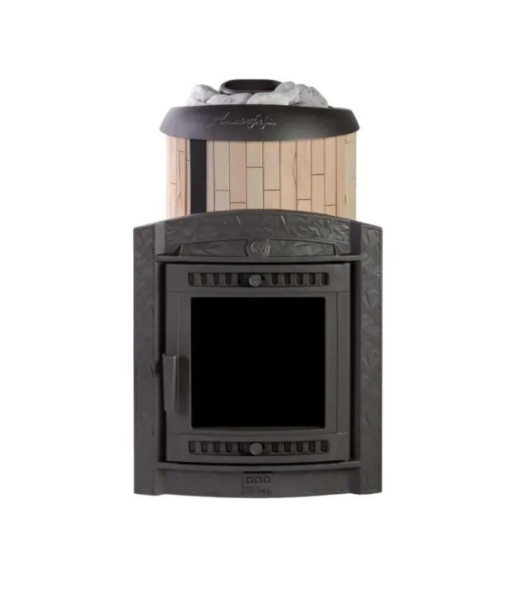 Чугунная банная печь Атмосфера L ламели «Окаменевшее дерево» наборные