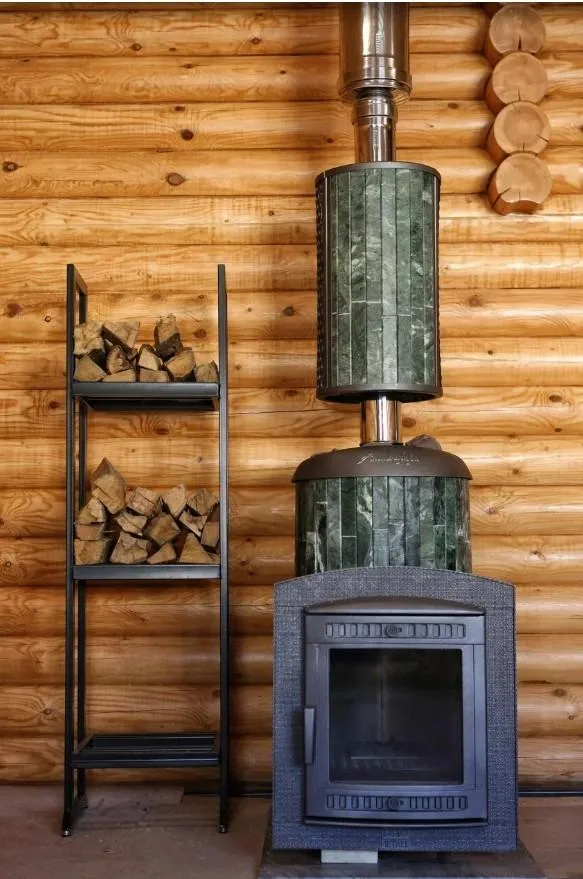 Чугунная банная печь Атмосфера XL ламели «Жадеит» наборный