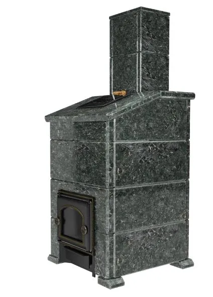 Премиальная банная печь Сибирь 40 ЗК без ВТК в облицовке Президент пироксенит
