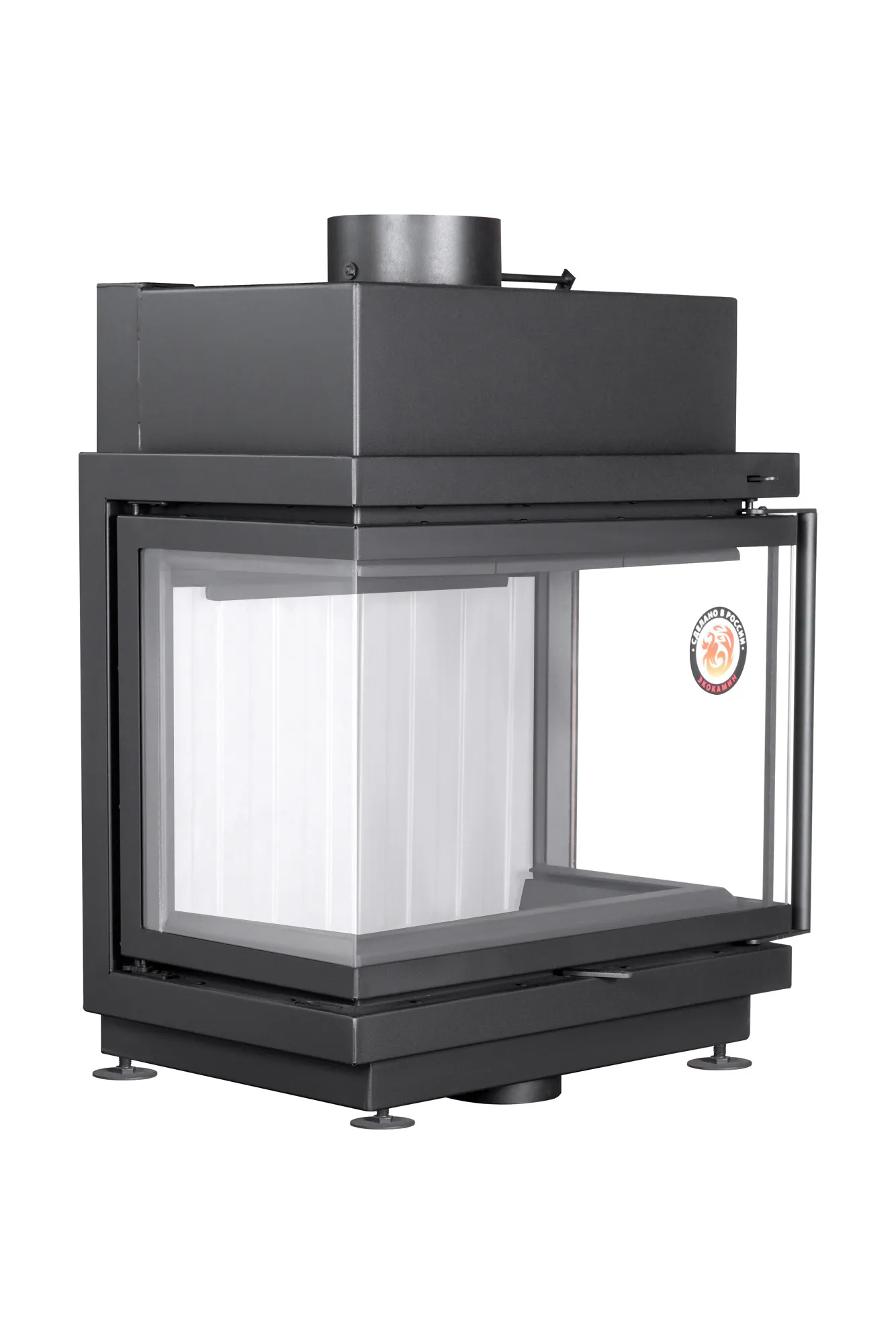 Каминная стальная топка Альфа 700 три стекла подовая