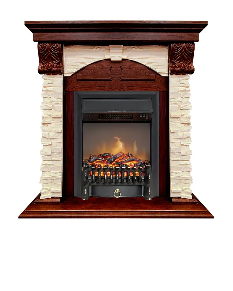 Каминокомплект Dublin (Разборный) - Орех каньон / Сланец  с очагом Fobos FX M Black RC