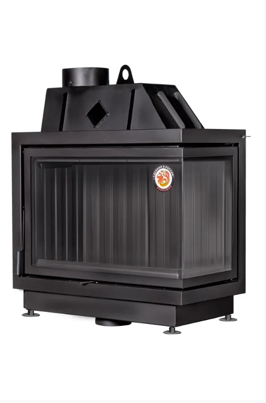 Каминная стальная топка Альфа 800 RB два стекла правая черный шамот