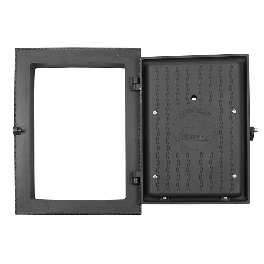 ДКУ-9А Чугунная каминная дверка уплотненная "Камелек" окрашенная 355х475х140