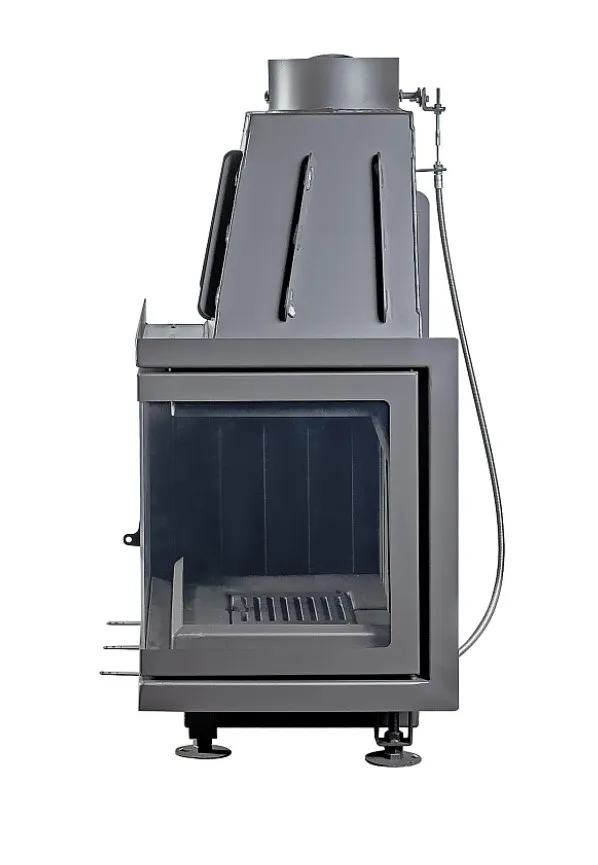 Каминная стальная топка Альфа 700 RB два стекла правая черный шамот