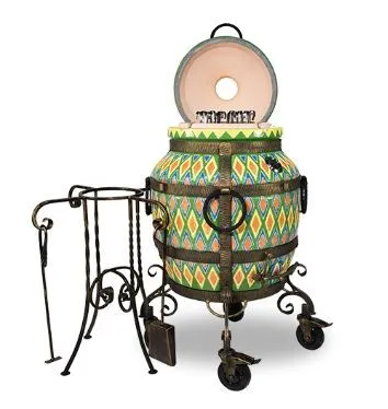 Керамический тандыр Восточный  Цвет Зеленый с узором