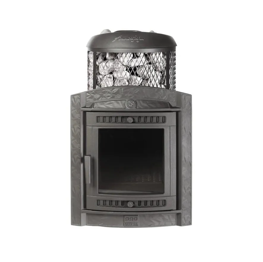 Чугунная банная печь Атмосфера L с комбинированной облицовкой «Жадеит» наборный