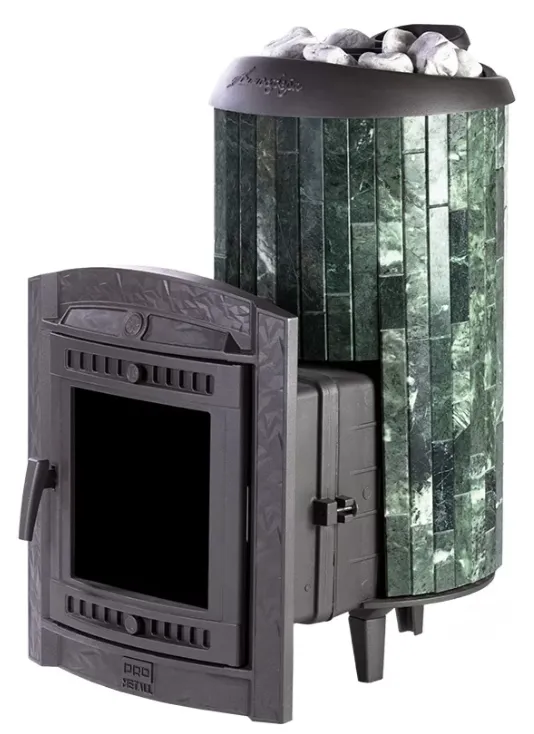 Чугунная банная печь Атмосфера XL ламели «Змеевик» наборный