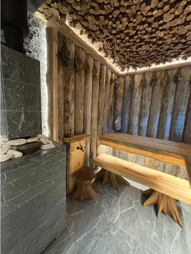 Чугунная банная печь Атмосфера L в облицовке «Талькохлорит»