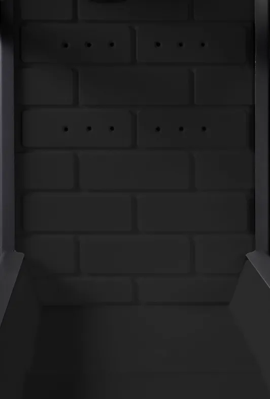 Каминная стальная топка ДЕЛЬТА 700 PB три стекла подовое горение принтинг черный шамот