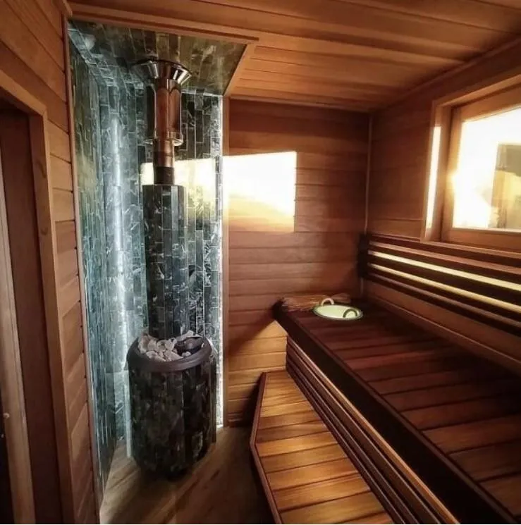 Чугунная банная печь Атмосфера L ламели «Змеевик» наборный