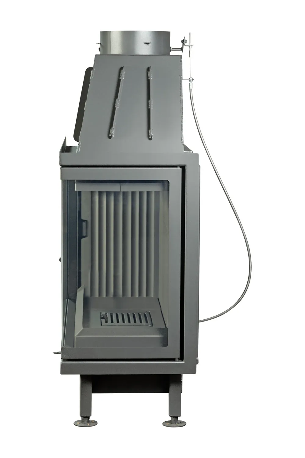 Каминная стальная топка Альфа 1000 RB два стекла правая черный шамот