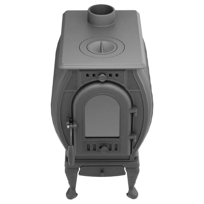 Чугунная печь-камин отопительная ПМЧ-8С, с патиной