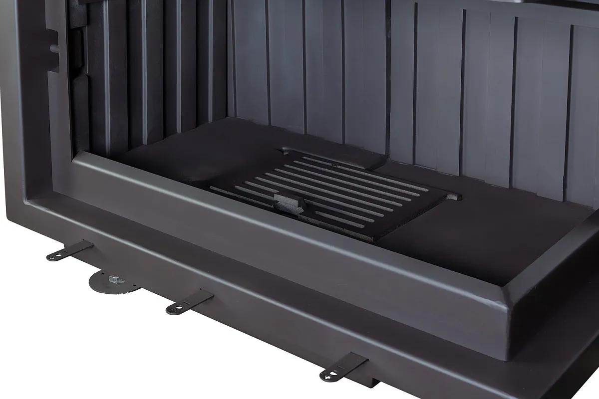 Каминная стальная топка Альфа 700 RB два стекла правая черный шамот