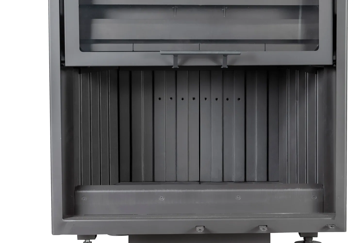 Каминная стальная топка Альфа 800 KВ с контргрузом черный шамот