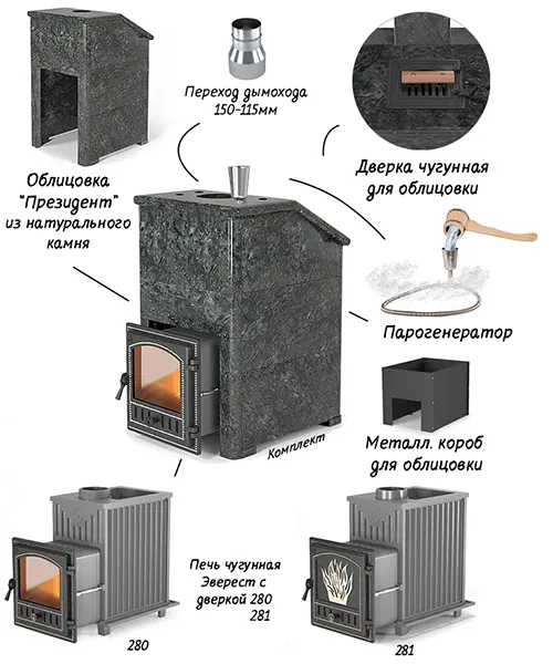 Комплект Президент Эверест 24 (280) Пироксенит Элит, S-40