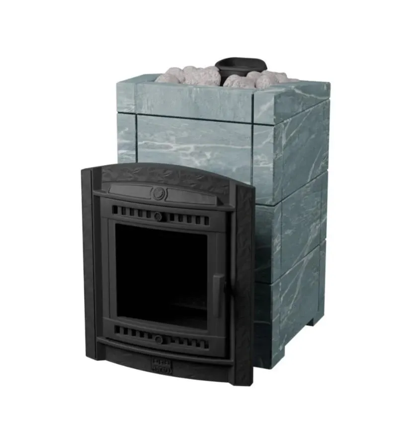 Чугунная банная печь Атмосфера L в облицовке «Талькохлорит»