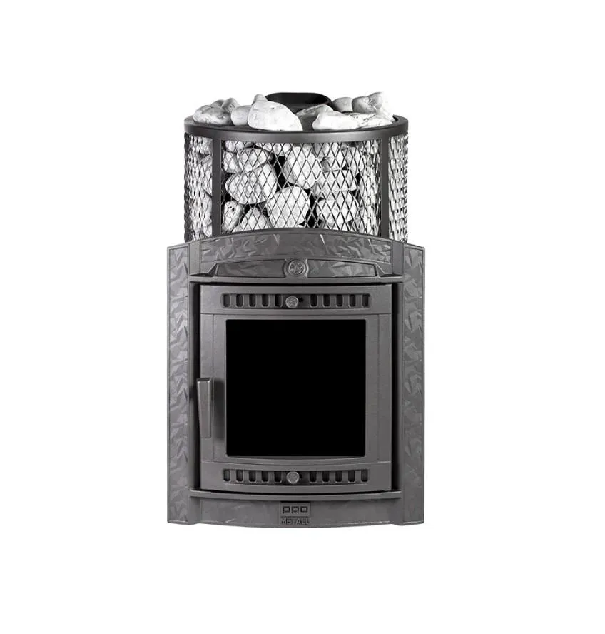 Чугунная банная печь Атмосфера L сетка из нержавеющей стали