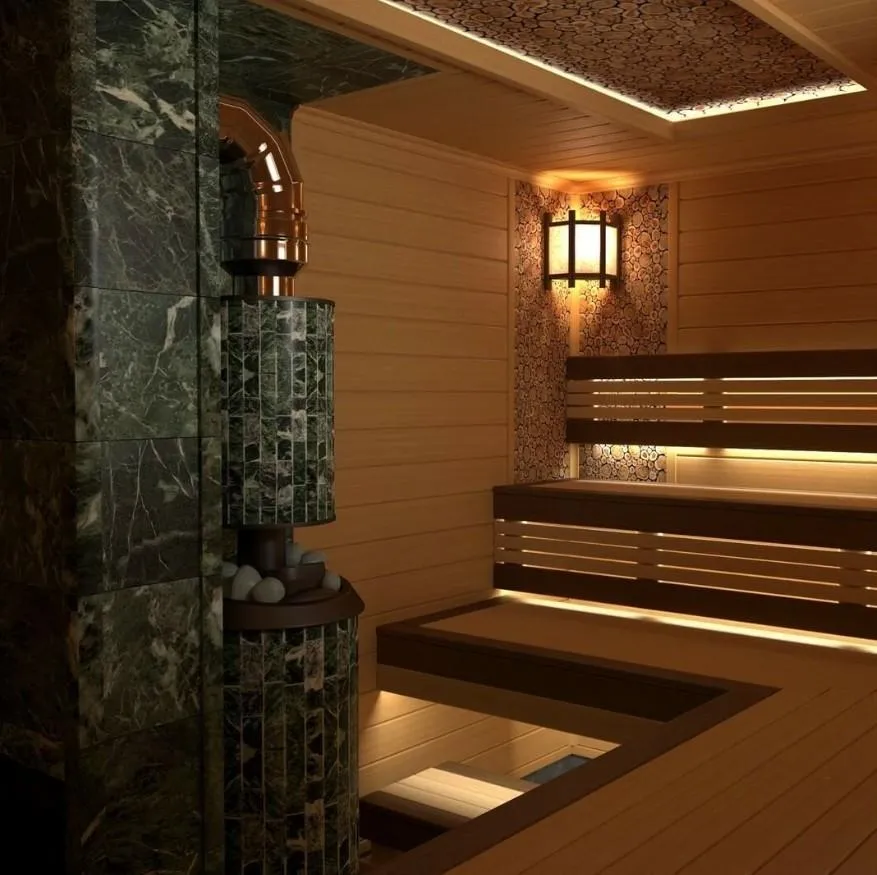 Чугунная банная печь Атмосфера XL ламели «Жадеит» наборный