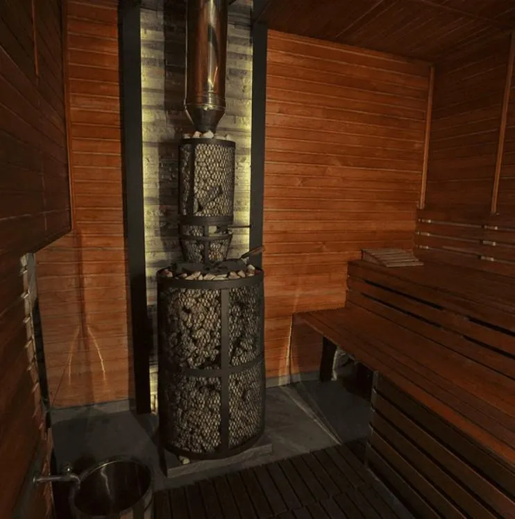 Чугунная банная печь AVANGARD ЗК 25 (М) Pro Ураган в сетке Тюльпан