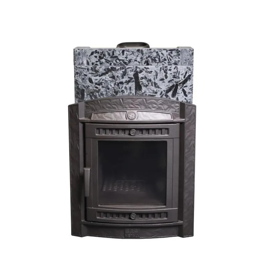 Чугунная банная печь Атмосфера L в облицовке «Пироксенит Элит»