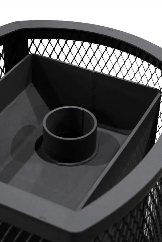 Стальная печь-камин банная "Копеечка" с ВТК (сетка высечка)