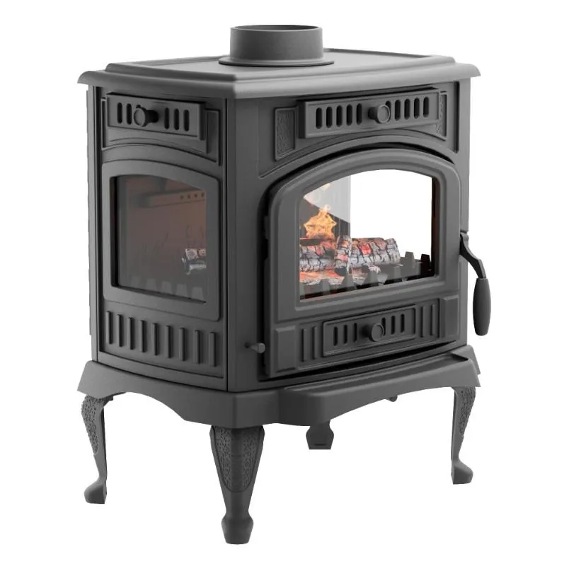 Чугунная печь-камин отопительная ПМЧ-13С, с патиной