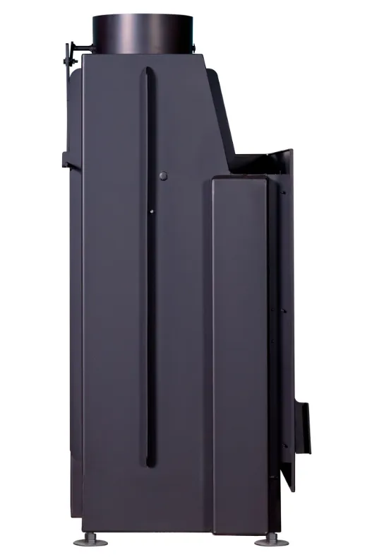 Каминная стальная топка Альфа 800 RB два стекла правая черный шамот