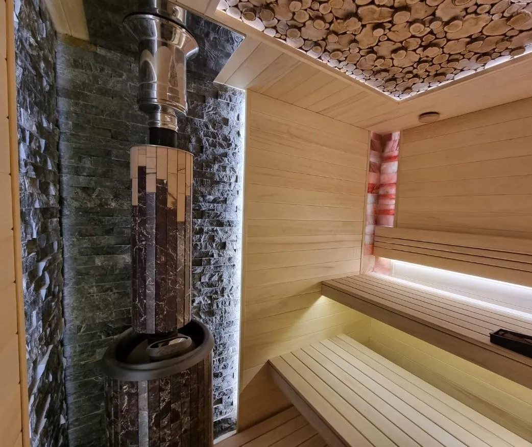 Чугунная банная печь Атмосфера L ламели «Россо Леванто»