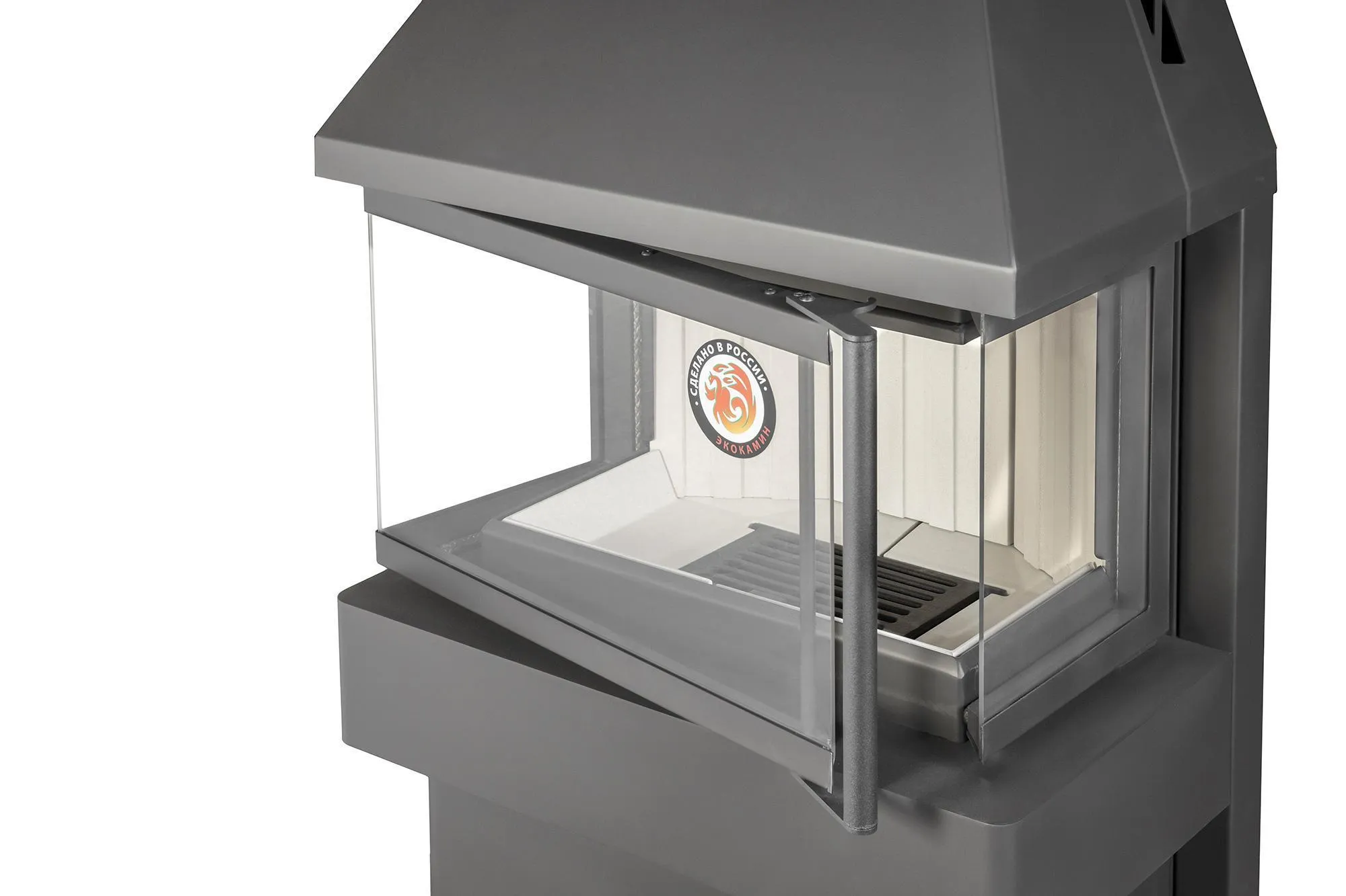 Печь-камин Панорама три стекла графит