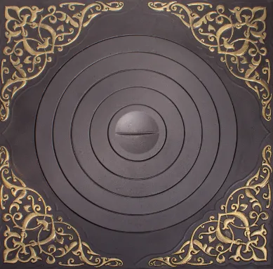 Чугунная плита под казан 03 750х750 ф500 с патиной