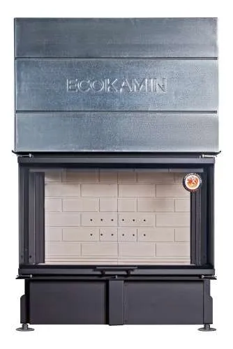 Каминная стальная топка ДЕЛЬТА 1000 P три стекла подовое горение принтинг