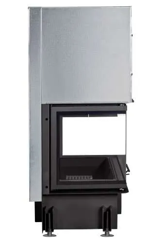 Каминная стальная топка ДЕЛЬТА 800 B три стекла принтинг черный шамот