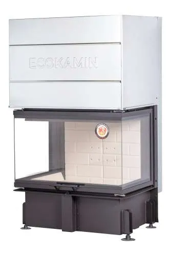 Каминная стальная топка ДЕЛЬТА 800 три стекла принтинг