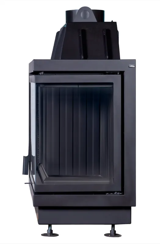 Каминная стальная топка Альфа 800 RB два стекла правая черный шамот