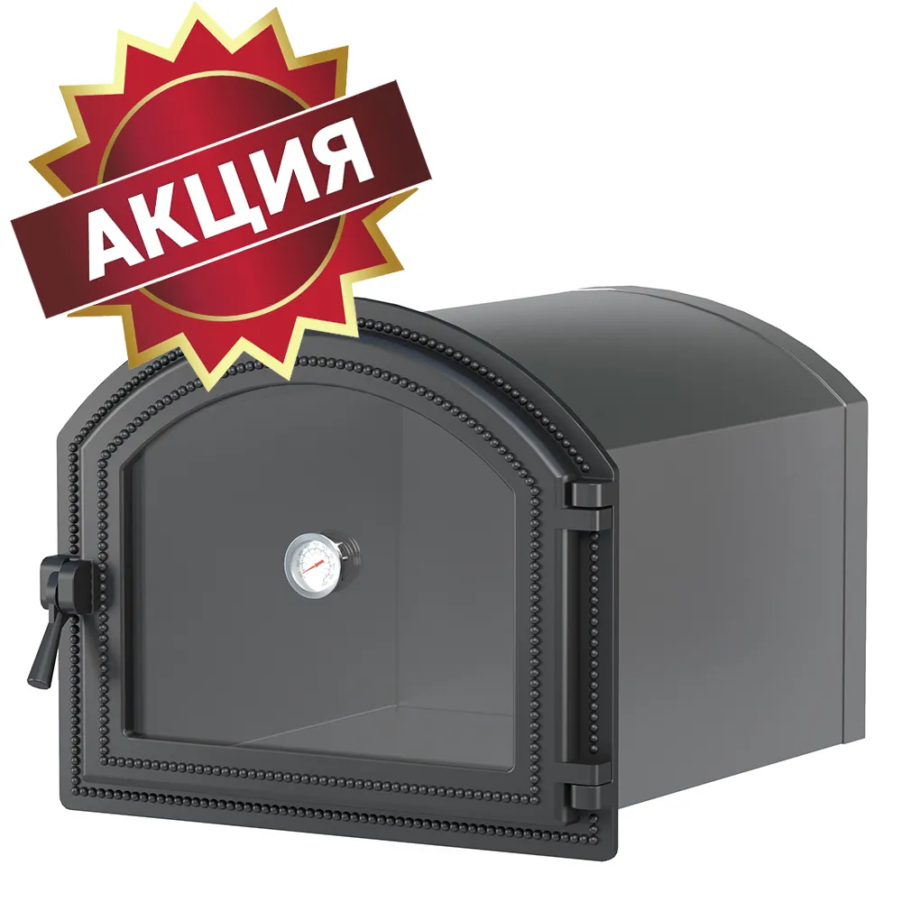 Стальной духовой шкаф с чугунной дверцей ВЕЗУВИЙ 217 с термометром (Антрацит)