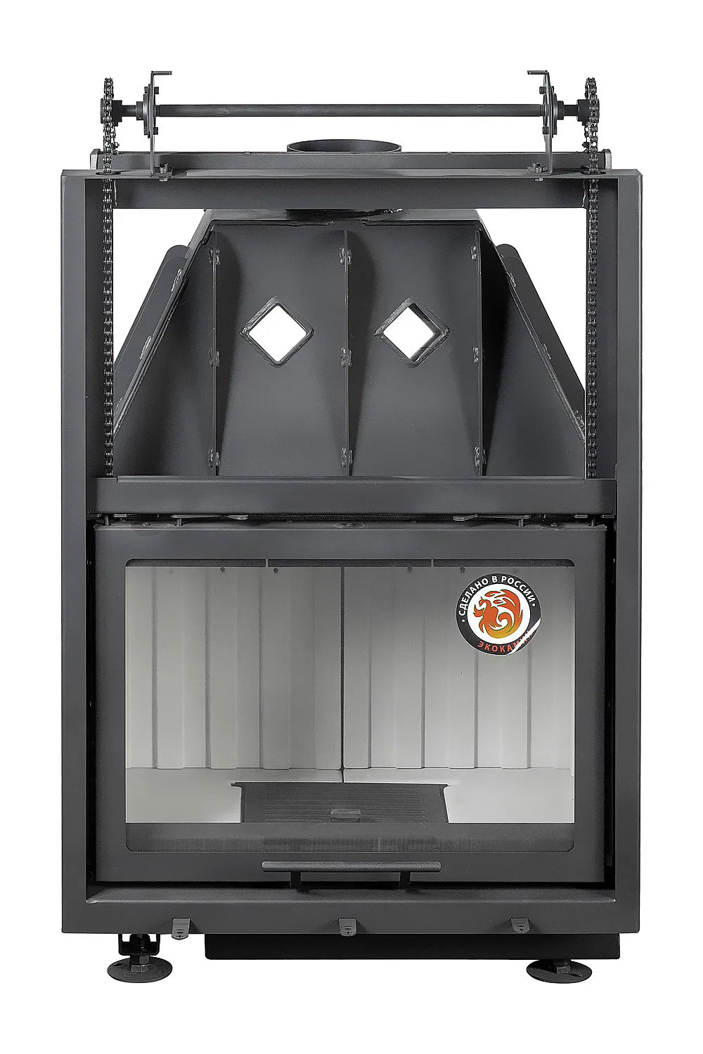 Каминная стальная топка Альфа 700 К с контргрузом