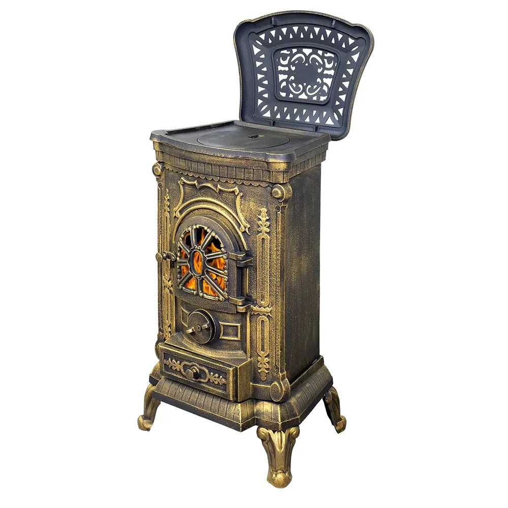 Чугунная печь-камин Везувий А-07 Золото