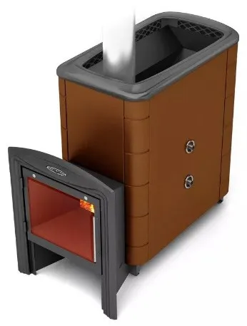 Банная печь Тунгуска XXL 2013 Inox Витра ТО терракота