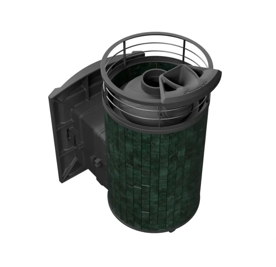 Чугунная банная печь Атмосфера L Верде Гватемала ламель+сетка с газовой горелкой