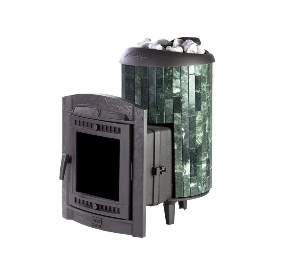 Чугунная банная печь Атмосфера L ламели «Змеевик» наборный