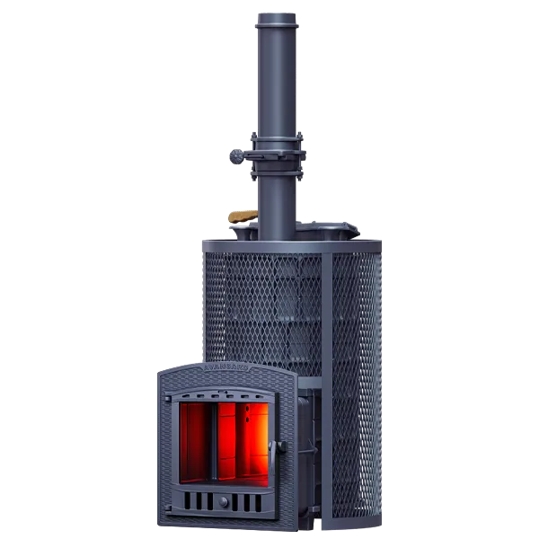 Чугунная банная печь AVANGARD ЗК 40 (П2) Pro Ураган в круглой сетке