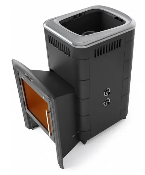 Чугунная банная печь Тунгуска Cast Витра ТО антрацит Чугунная банная печь Тунгуска Cast Витра ТО антрацит