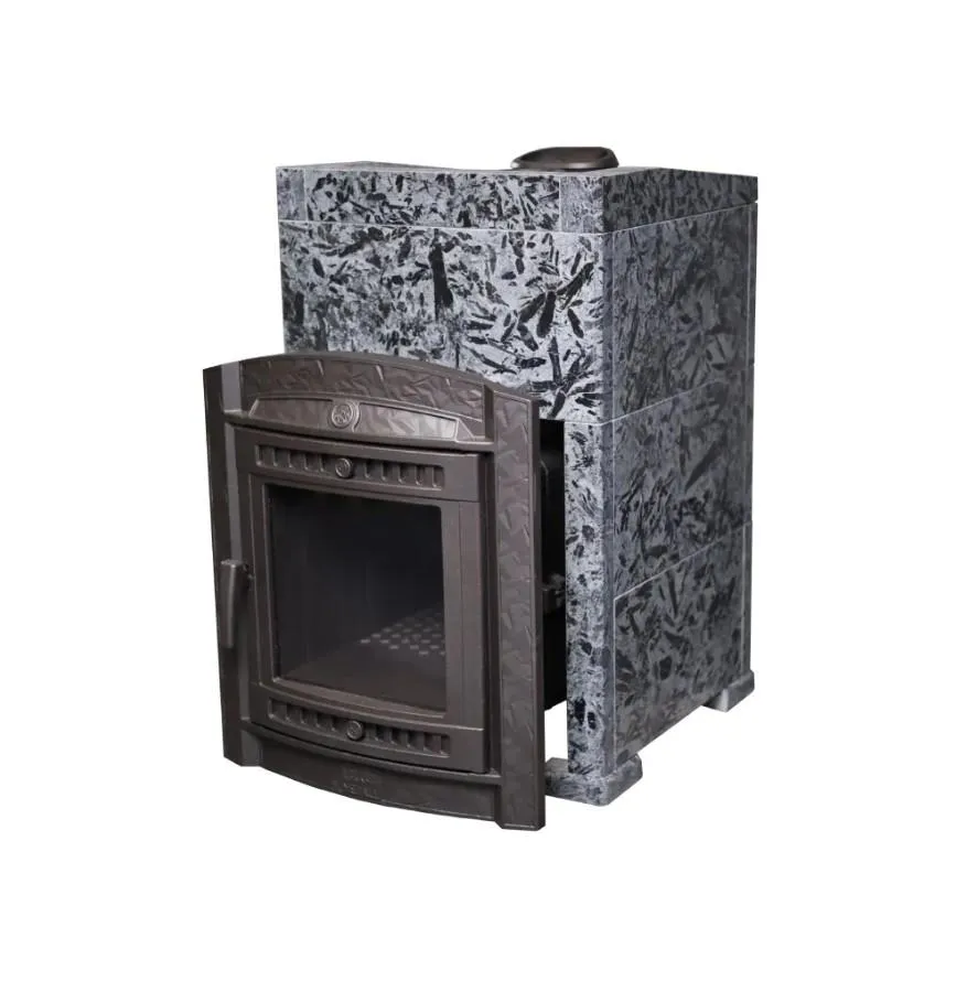 Чугунная банная печь Атмосфера XL в облицовке "Пироксенит Элит"