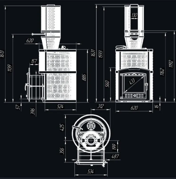 Чугунная банная печь AVANGARD ЗК 35 (П2) Pro Ураган в круглой сетке