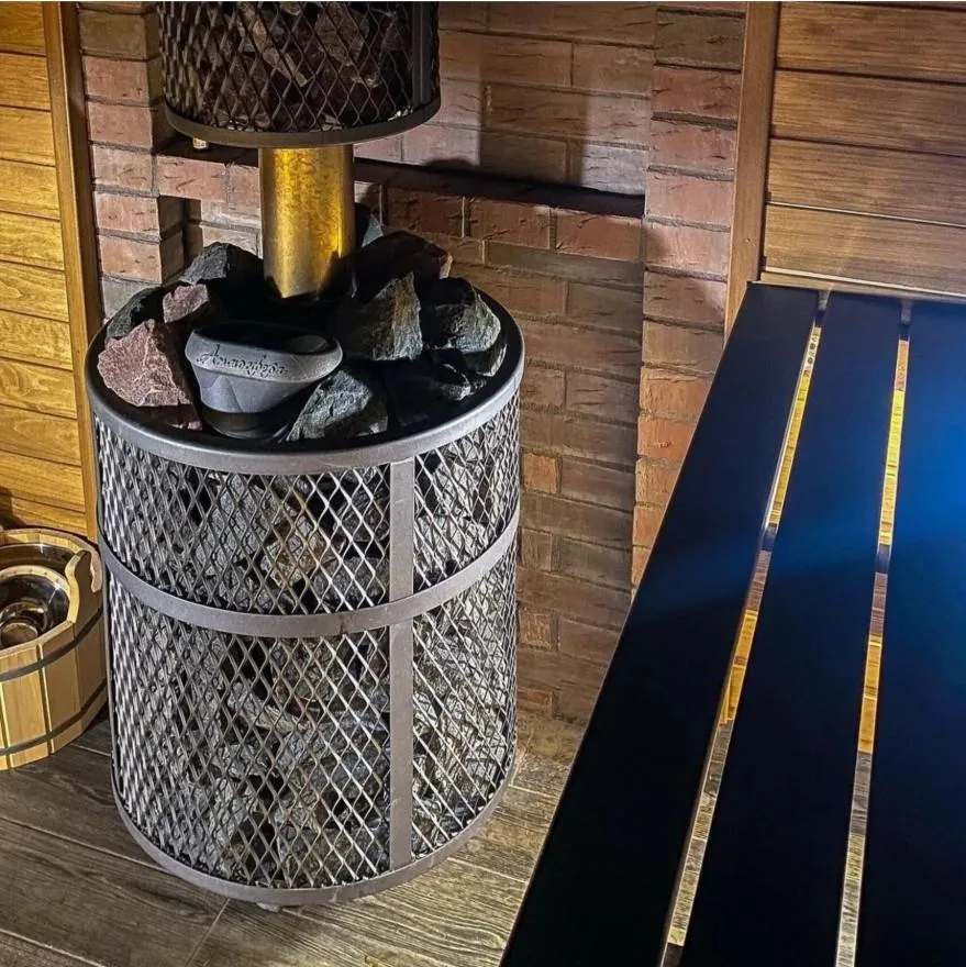 Чугунная банная печь Атмосфера М нержавеющая сетка